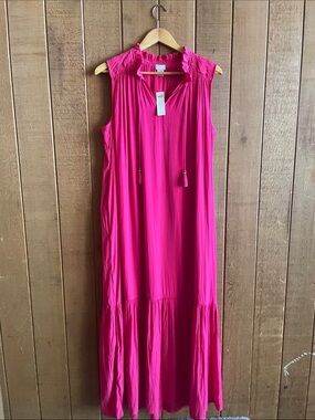 Chico's Sleeveless Tassel Maxi Dress - Hot Pink